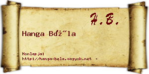 Hanga Béla névjegykártya
